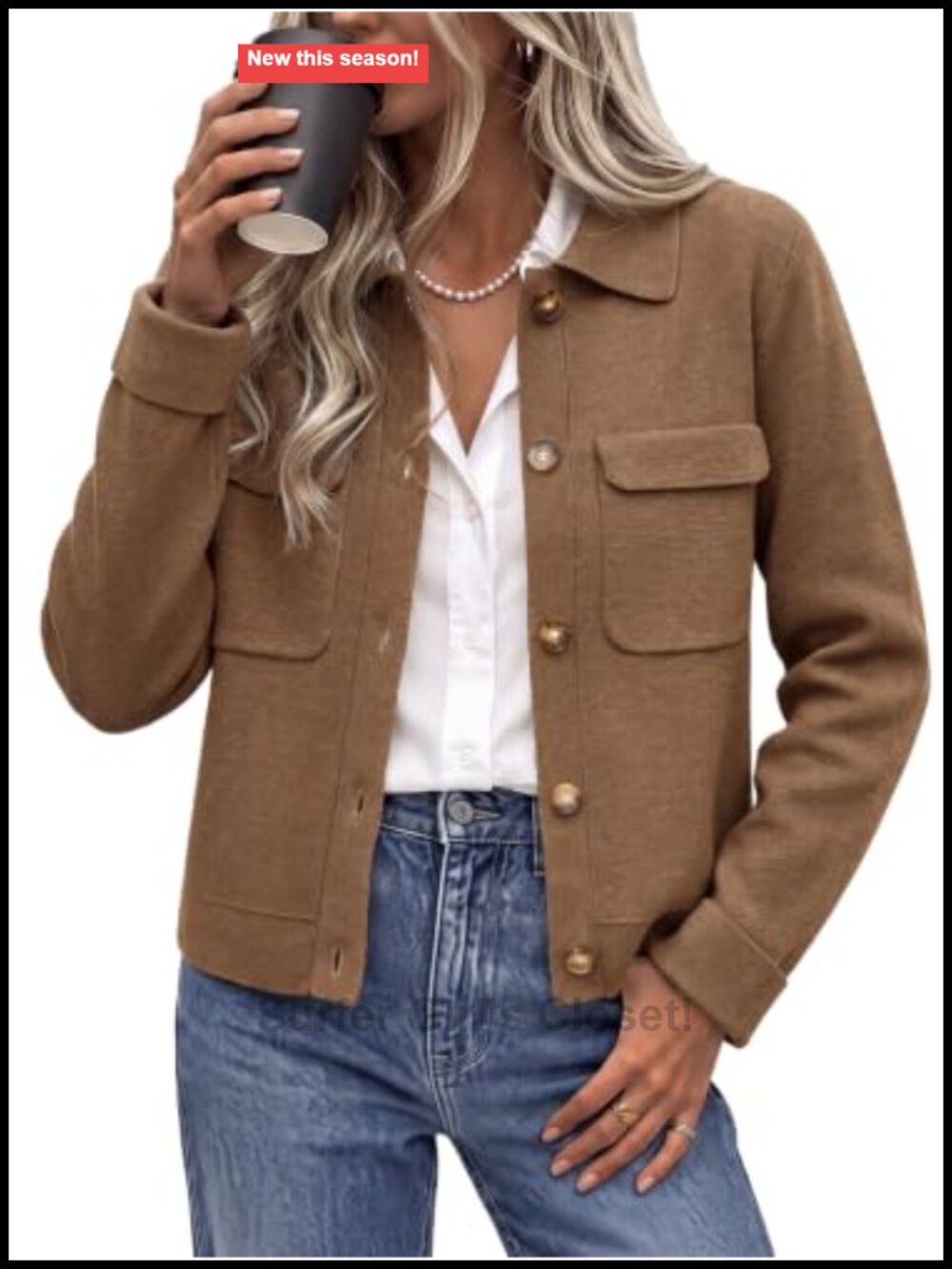 Wool Blend Cropped Sweater Cardigan Jacket Button Collared Lightweight